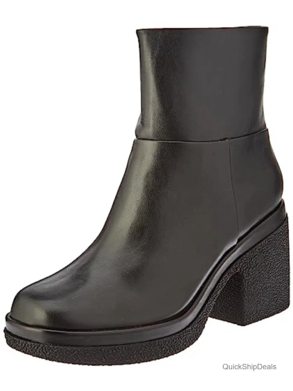 Women's Square Toe Platform Ankle Boots Faux Leather with Memory Foam Insole